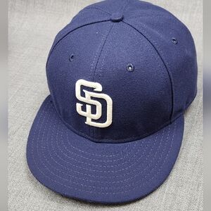 New Era × San Deigo Padres MLB Navy Blue & White 59Fifty Fitted Hat 7 1/8